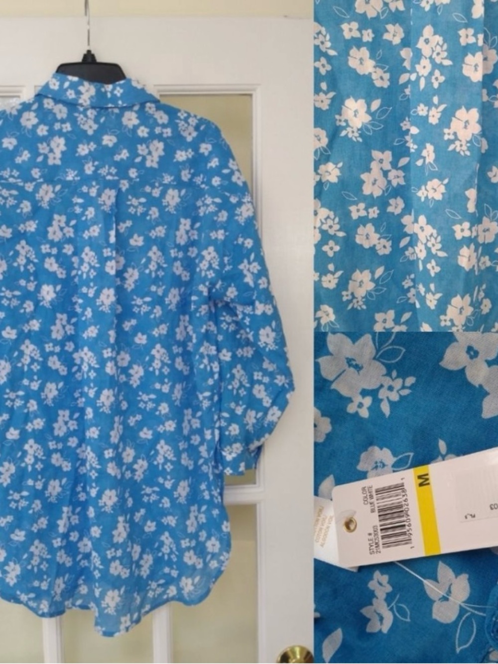 Anne Cole Button Down Floral Shirt Top Swim Coverup - Picture 4 of 7